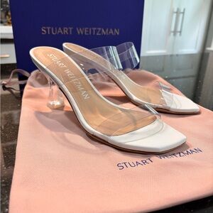 Stuart Weitzman White Heels with Transparent Design